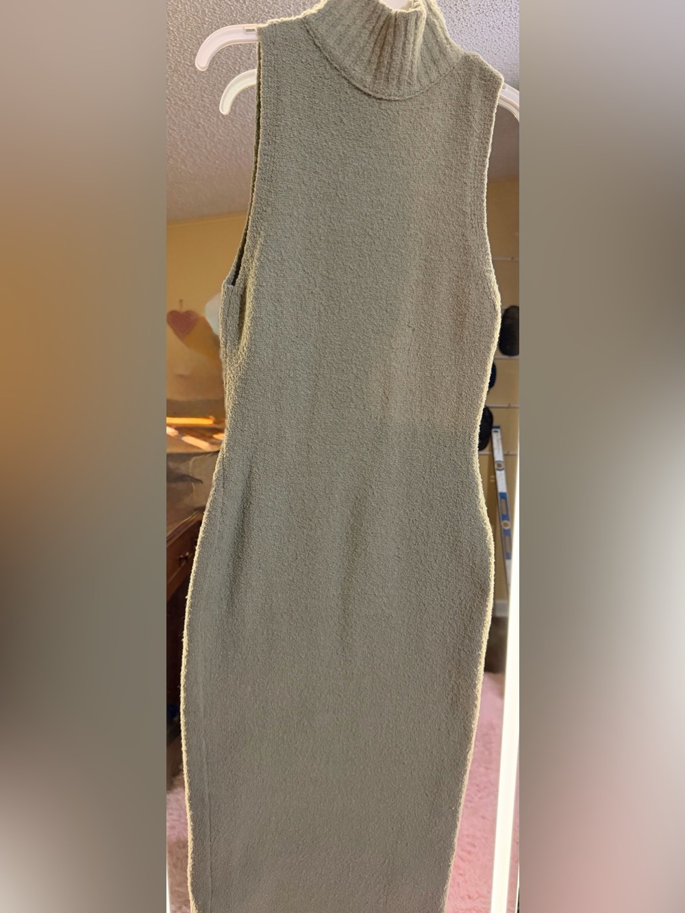 Express Olive Green Sleeveless Turtleneck Knit Dress